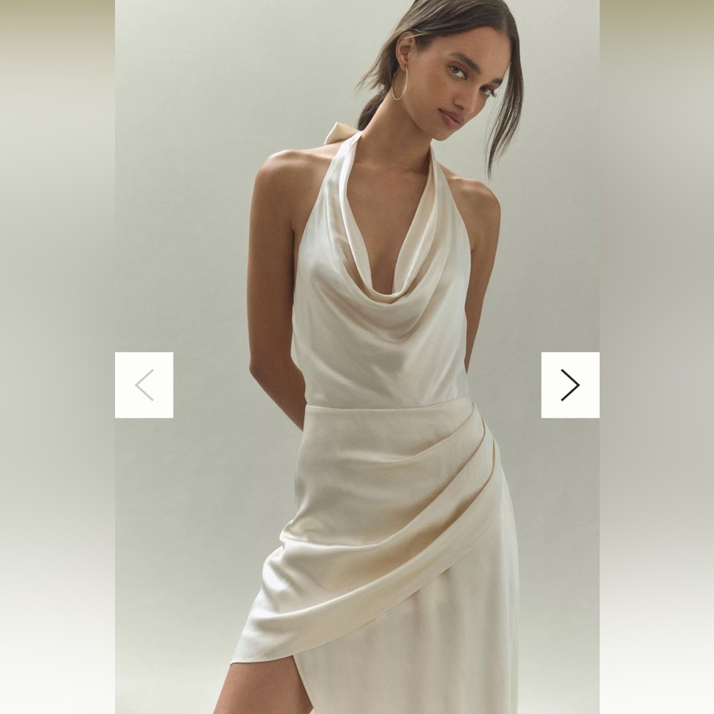 Anthropologie Cream Asymmetrical Dress